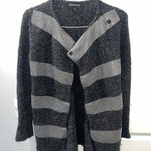 Emporio Armani Gray and Black Striped Cardigan